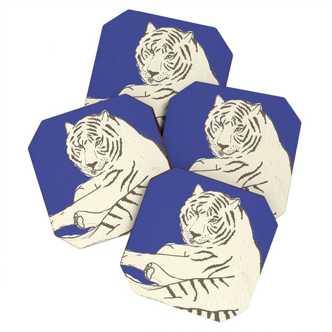 Emanuela Carratoni Painted Tiger Coaster Set