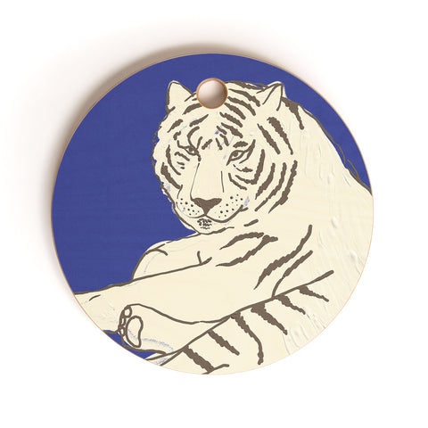 Emanuela Carratoni Painted Tiger Cutting Board Round
