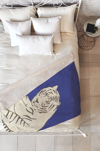 Emanuela Carratoni Painted Tiger Fleece Throw Blanket