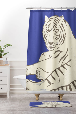 Emanuela Carratoni Painted Tiger Shower Curtain And Mat
