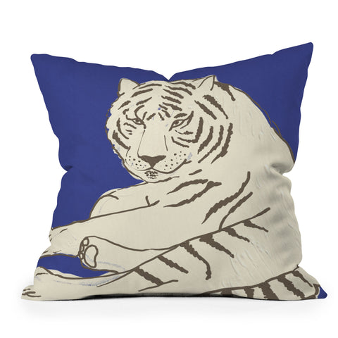 Emanuela Carratoni Painted Tiger Outdoor Throw Pillow
