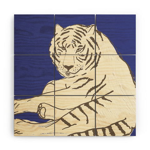 Emanuela Carratoni Painted Tiger Wood Wall Mural