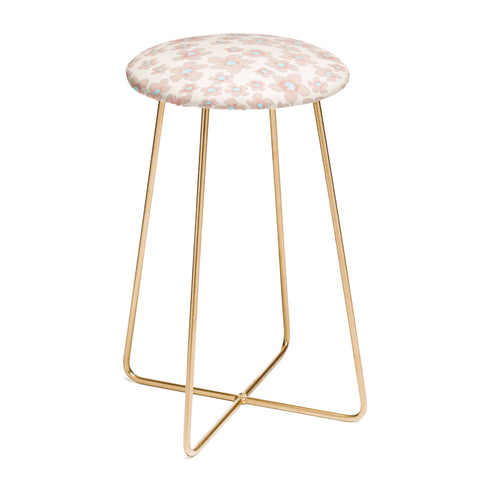 Emanuela Carratoni Pale Pink Painted Flowers Counter Stool
