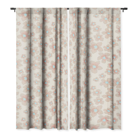 Emanuela Carratoni Pale Pink Painted Flowers Blackout Non Repeat