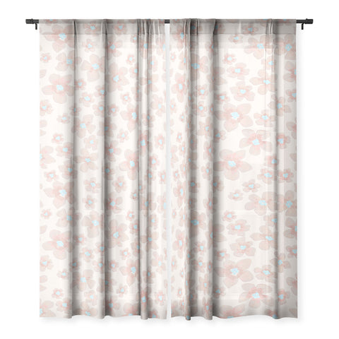 Emanuela Carratoni Pale Pink Painted Flowers Sheer Non Repeat