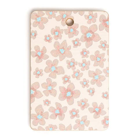Emanuela Carratoni Pale Pink Painted Flowers Cutting Board Rectangle