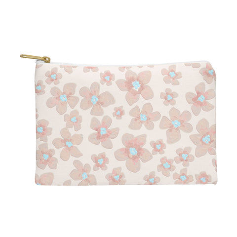 Emanuela Carratoni Pale Pink Painted Flowers Pouch
