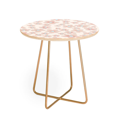 Emanuela Carratoni Pale Pink Painted Flowers Round Side Table
