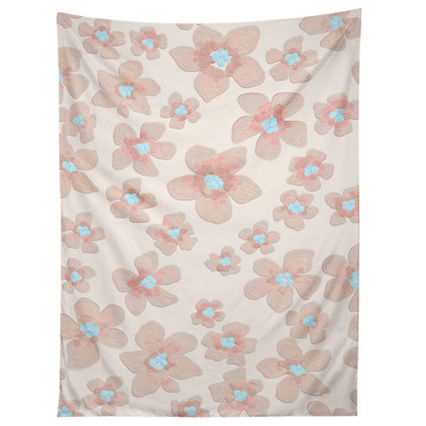 Emanuela Carratoni Pale Pink Painted Flowers Tapestry