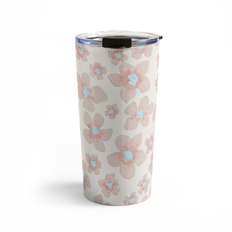 Emanuela Carratoni Pale Pink Painted Flowers Travel Mug