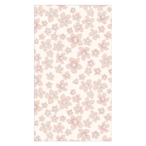 Emanuela Carratoni Pale Pink Painted Flowers Tablecloth