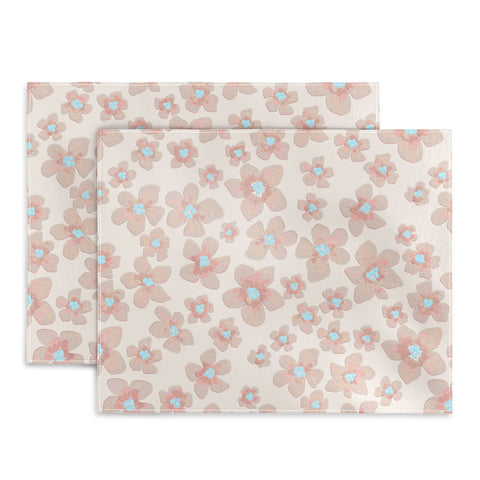 Emanuela Carratoni Pale Pink Painted Flowers Placemat