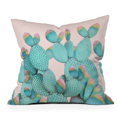 Emanuela Carratoni Pastel Cactus Jungle Outdoor Throw Pillow