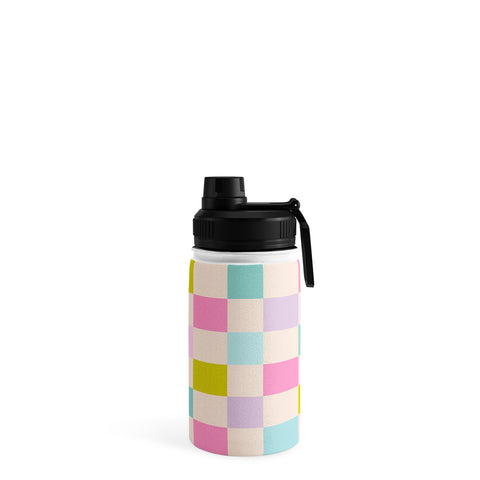Emanuela Carratoni Pastel Checkered Theme Water Bottle