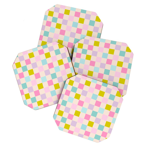 Emanuela Carratoni Pastel Checkered Theme Coaster Set