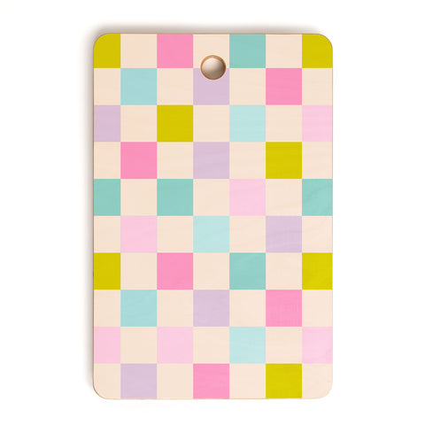 Emanuela Carratoni Pastel Checkered Theme Cutting Board Rectangle