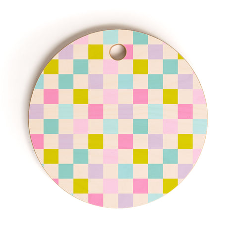 Emanuela Carratoni Pastel Checkered Theme Cutting Board Round