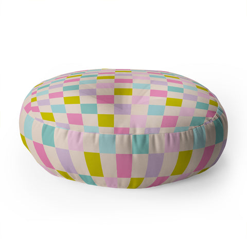 Emanuela Carratoni Pastel Checkered Theme Floor Pillow Round