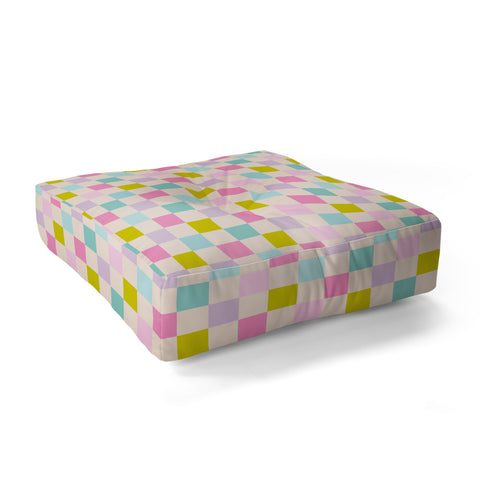Emanuela Carratoni Pastel Checkered Theme Floor Pillow Square