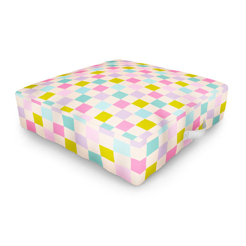 Emanuela Carratoni Pastel Checkered Theme Outdoor Floor Cushion