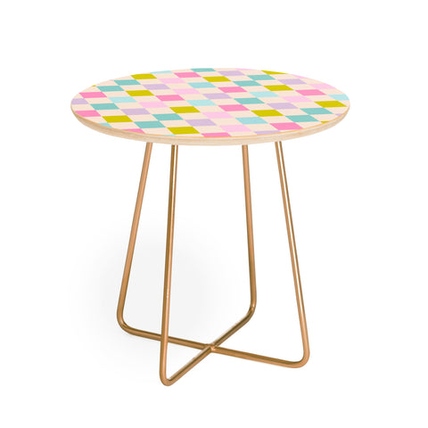 Emanuela Carratoni Pastel Checkered Theme Round Side Table