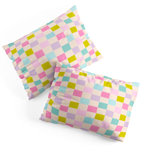 Emanuela Carratoni Pastel Checkered Theme Pillow Shams
