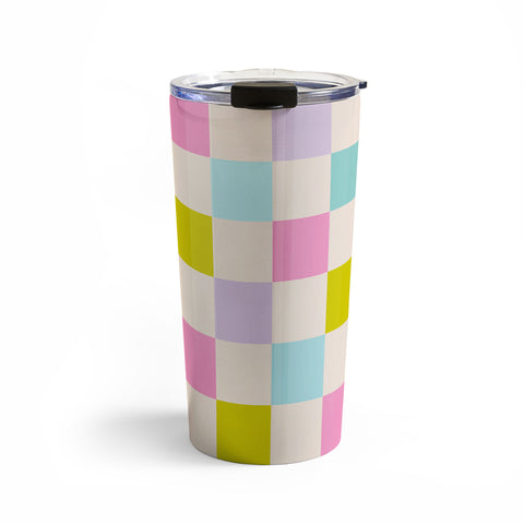 Emanuela Carratoni Pastel Checkered Theme Travel Mug