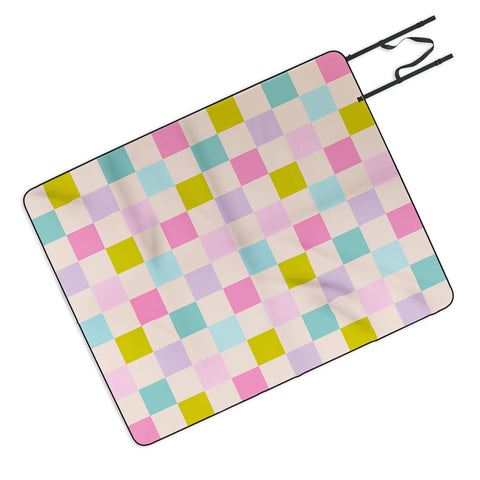 Emanuela Carratoni Pastel Checkered Theme Picnic Blanket