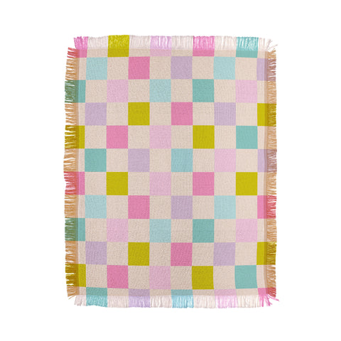 Emanuela Carratoni Pastel Checkered Theme Throw Blanket