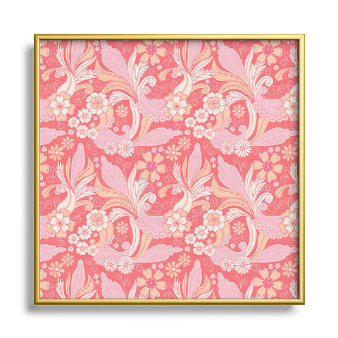 Emanuela Carratoni Peach Fuzz Paisley Square Metal Framed Art Print