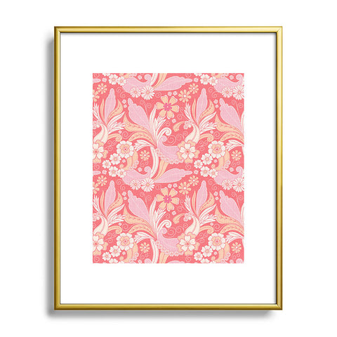 Emanuela Carratoni Peach Fuzz Paisley Metal Framed Art Print