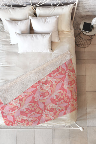 Emanuela Carratoni Peach Fuzz Paisley Fleece Throw Blanket