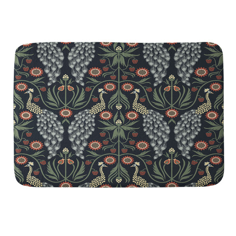 Emanuela Carratoni Peacocks and Berries Memory Foam Bath Mat