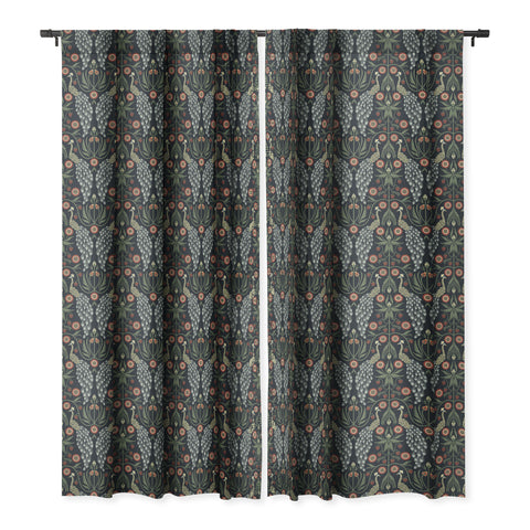 Emanuela Carratoni Peacocks and Berries Blackout Window Curtain