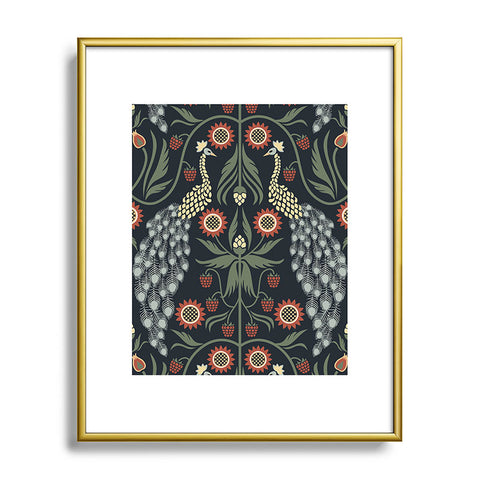 Emanuela Carratoni Peacocks and Berries Metal Framed Art Print