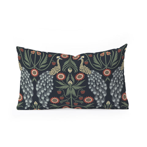 Emanuela Carratoni Peacocks and Berries Oblong Throw Pillow Havenly