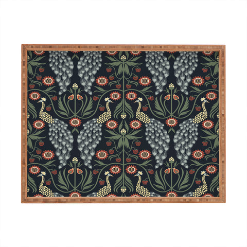 Emanuela Carratoni Peacocks and Berries Rectangular Tray