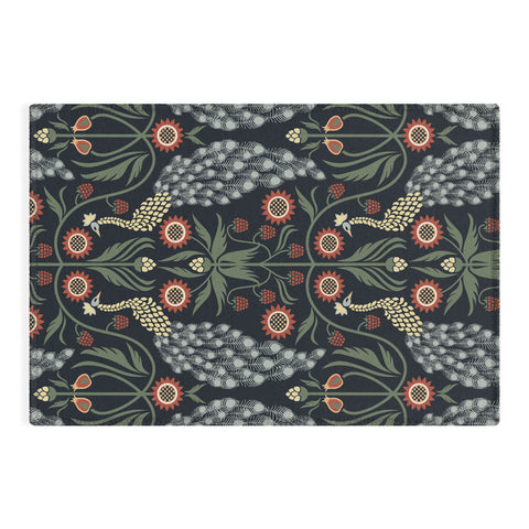 Emanuela Carratoni Peacocks and Berries Outdoor Rug