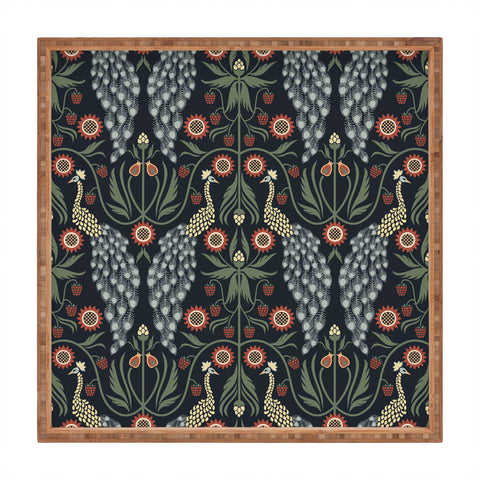 Emanuela Carratoni Peacocks and Berries Square Tray
