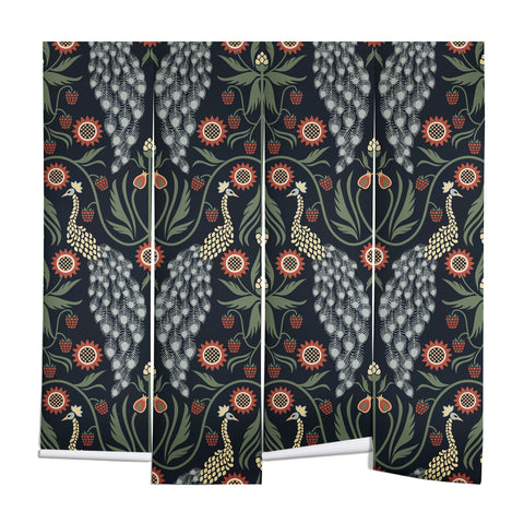 Emanuela Carratoni Peacocks and Berries Wall Mural