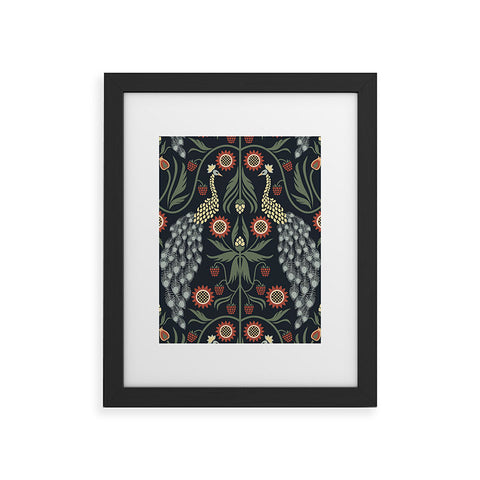 Emanuela Carratoni Peacocks and Berries Framed Art Print