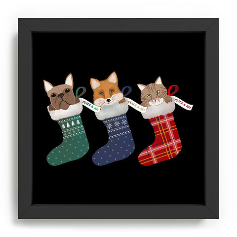 Emanuela Carratoni Pets in Christmas Stocking Recessed Framing Square