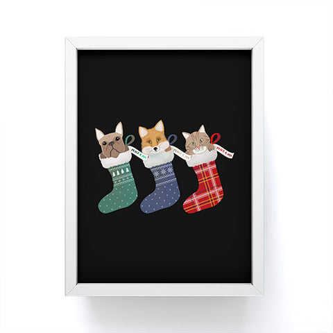 Emanuela Carratoni Pets in Christmas Stocking Framed Mini Art Print