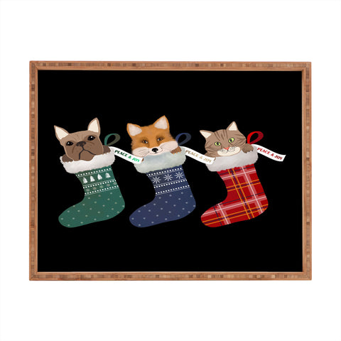 Emanuela Carratoni Pets in Christmas Stocking Rectangular Tray