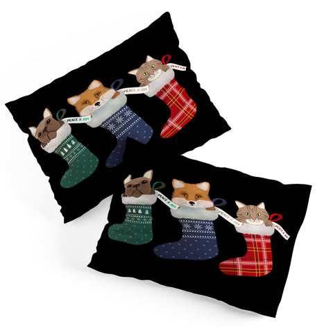 Emanuela Carratoni Pets in Christmas Stocking Pillow Shams