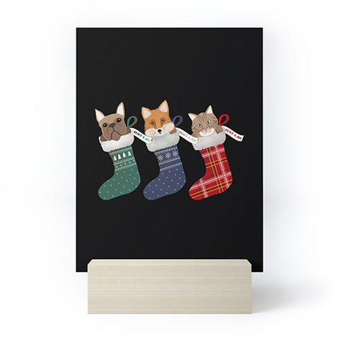 Emanuela Carratoni Pets in Christmas Stocking Mini Art Print