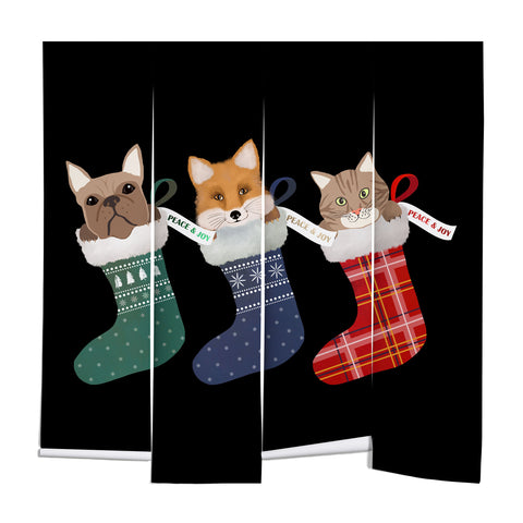 Emanuela Carratoni Pets in Christmas Stocking Wall Mural