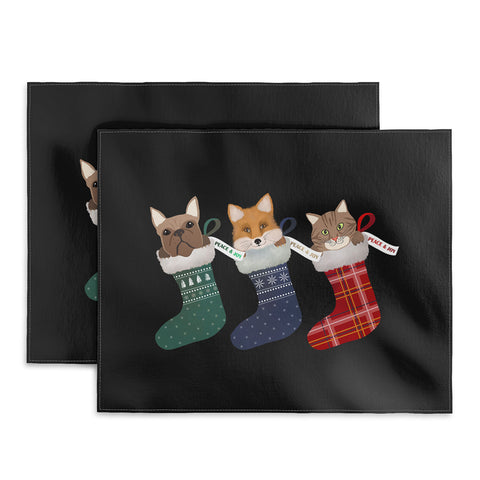 Emanuela Carratoni Pets in Christmas Stocking Placemat