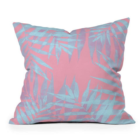 Emanuela Carratoni Pink and Blue Tropicana Outdoor Throw Pillow