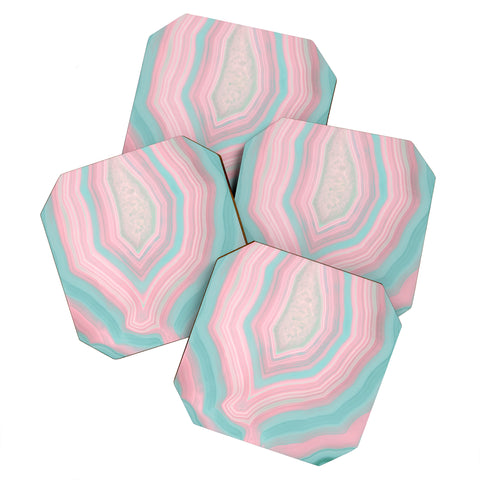 Emanuela Carratoni Pink and Teal Agate Coaster Set